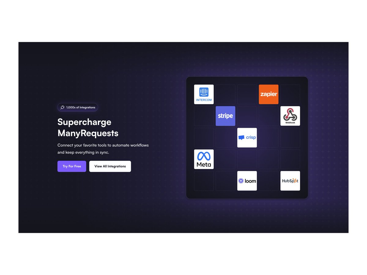 YS's tweet image. Integrations section for Many Requests.

Design &amp;amp; development by DesignDash.co