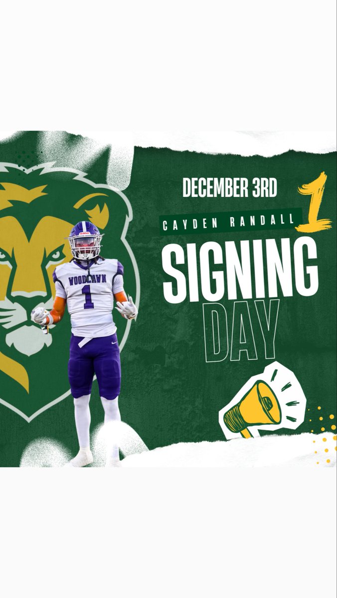 Thank God for this opportunity. I get to live out my dream and play college football on the Division 1 level. Tomorrow I will officially become a <a href="/LionUpFootball/">Southeastern Football</a> and I can’t wait. Join me tomorrow December 3rd at Woodlawn High School gym at 1pm as we celebrate this moment!!
