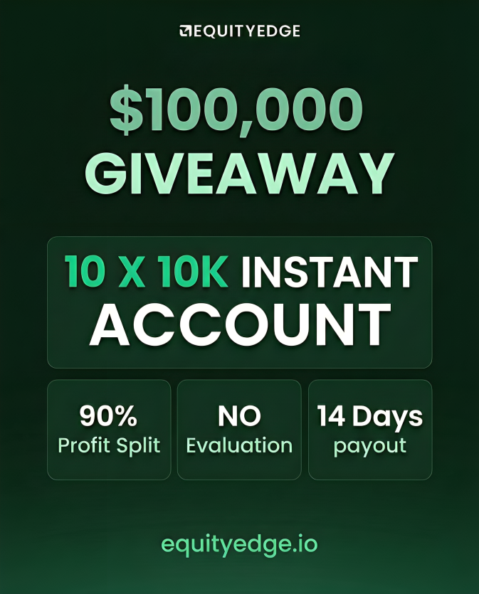 ZararEquityEdge's tweet image. 100K GIVEAWAY 🎁

Win 1 of 10 × 10K Instant Funded Accounts 🔥

To Enter 👇

1. Follow @ZararEquityEdge &amp;amp; @EquityEdgeUK
2. Like ❤️ &amp;amp; Retweet 🔁
3. Turn on notifications for both accounts 🔔
4. Submit proof in comments

Winners announced on 9th Dec.

Best of Luck 🤞