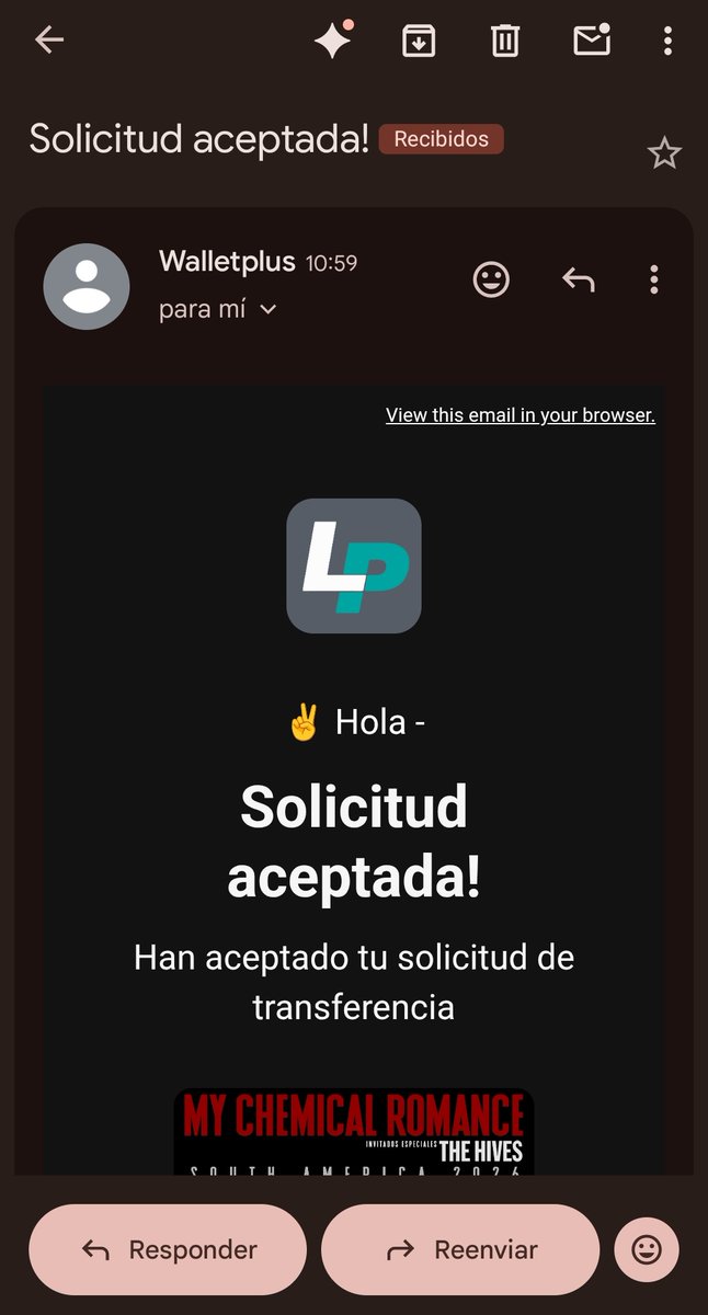 1naCoSa's tweet photo. #Difundir #Livepass #MCR
1/6
Ayer me topé con que alguien tuvo la feliz idea de hackearme la cuenta de Livepass y transferirse mi entrada para My Chemical Romance. Sin comentar el destinatario, solo que la entrada había sido transferida. Voy a chequear a la app y ya no estaba. https://t.co/s0Rkn3Sbl6