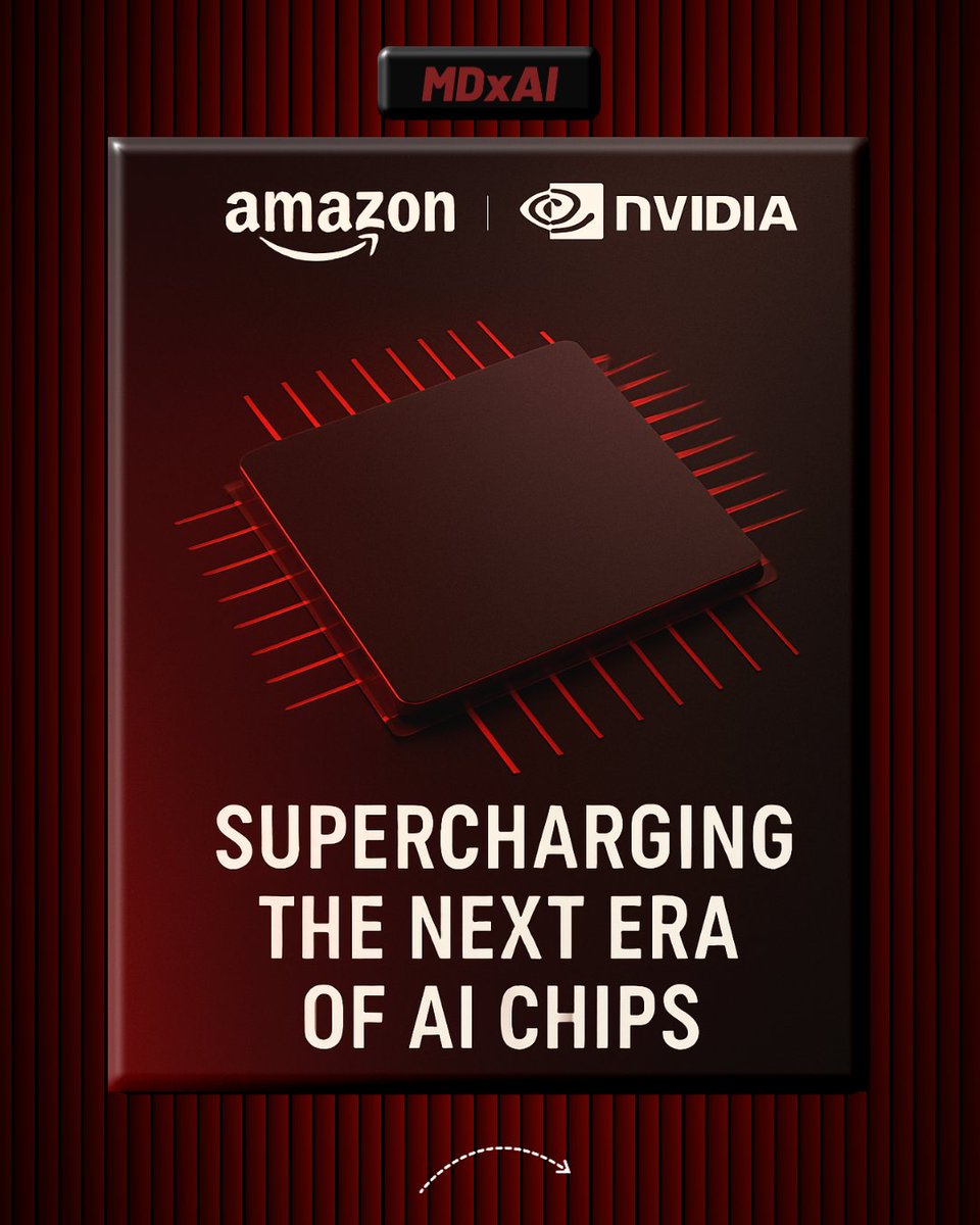 mdxaii's tweet image. 🔻Amazon just teamed up with NVIDIA to supercharge the next era of AI chips.

#amazonaws #nvidia #trainium4 #aichips #aiinnovation #cloudcomputing #multimodalai #techupdate #futuretech #aidevelopment #nova2 #sonicai #machinelearning #aiinfrastructure #nextgenai