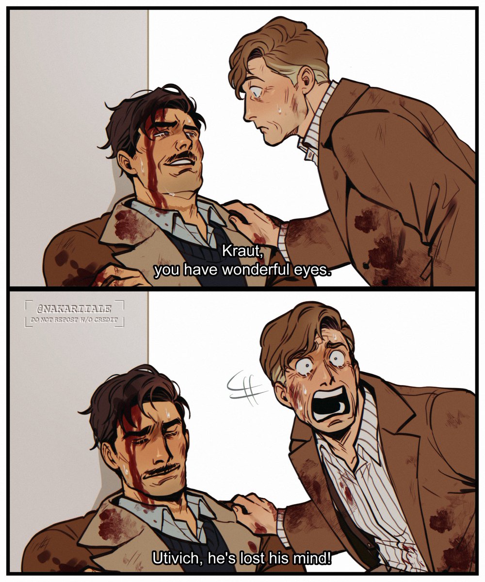 NakariiaLe's tweet photo. behold Inglorious Basterds yaoi
post-canon AU where the government decided that Hans's detective skills were too good to waste, so they paired him up with Aldo in hunting down the remaining nazis scattered across Europe https://t.co/wp3IU8MqAA