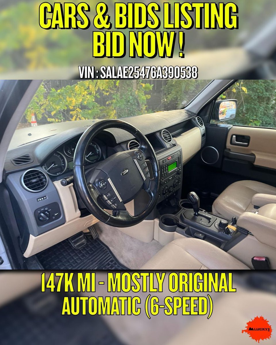 Lucky8OffRoad's tweet image. 🚨 Auction Find

2006 Land Rover LR3 SE — southern-owned V8 with 4WD + locking center diff. VIN: SALAE25476A390538

Excellent candidate for your next off-road or overland build.

#LandRover #LR3 #AuctionFind #OverlandBuild #Lucky8OffRoad