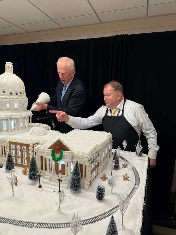 Thanks to Fred Johnson, former Air Force One chef for President Obama and chief architect of the Capitol gingerbread replica, for letting me help with some of the finishing touches for the gingerbread Capitol. Fred is a former #CA04 resident where he trained at the Culinary