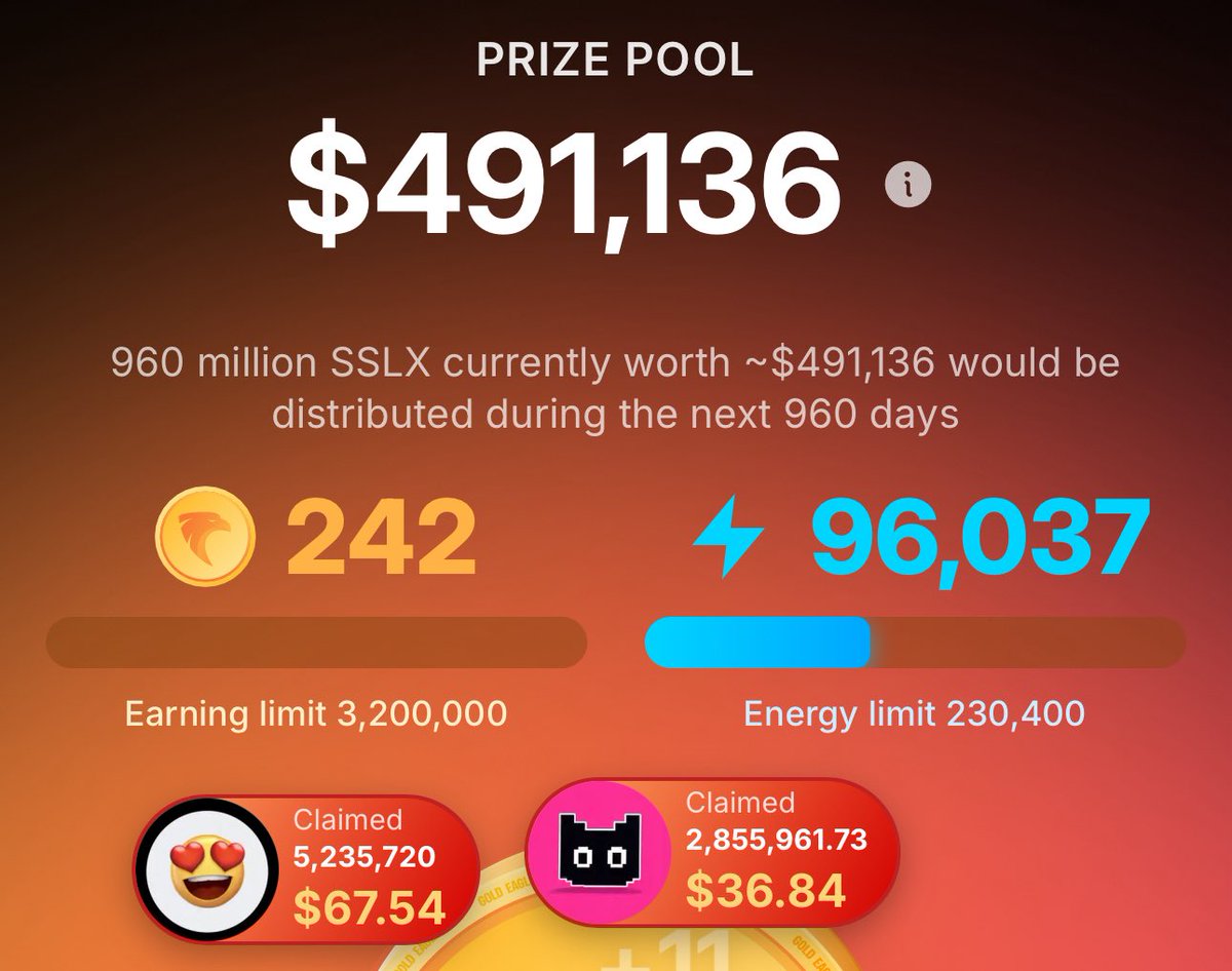 thebu11runner's tweet image. Just hit 2.8 M+ STARDUST ($36) playing Gold Eagle on SL8 Social 🏆 
 
Real crypto while playing — who else is stacking? 
 
$SSLX $XLM