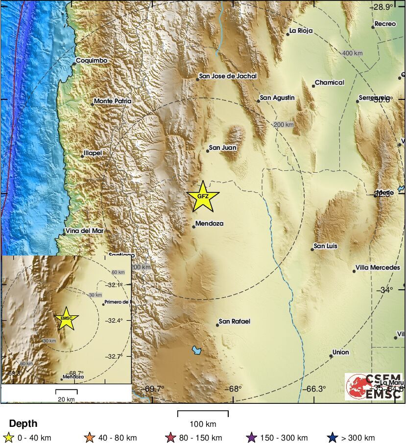 #Earthquake (#sismo) confirmed by seismic data.⚠Preliminary info: M4.8 || 56 km N of #Mendoza (#Argentina) || 7 min ago (local time 20:28:33). Follow the thread for the updates👇