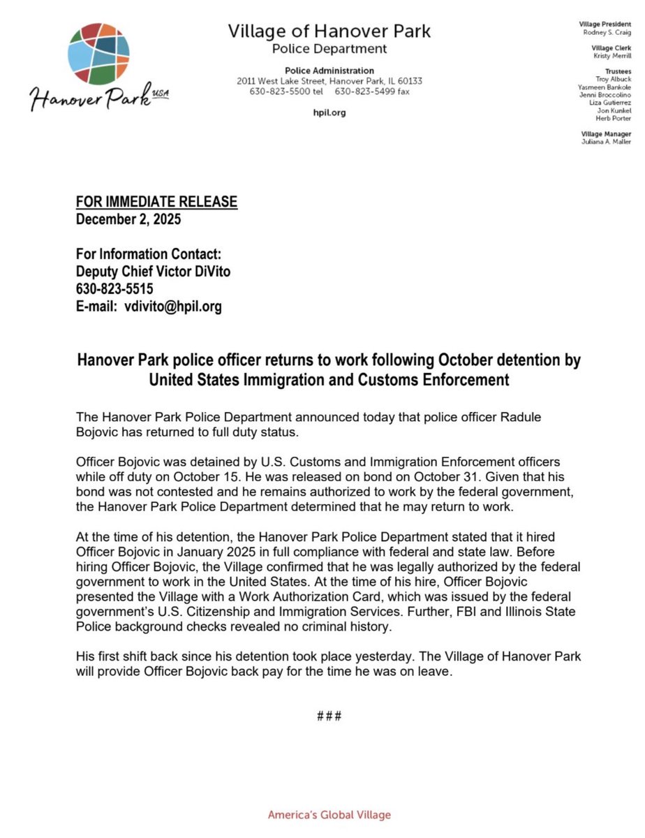 nicksortor's tweet image. 🚨 BREAKING: The Hanover Park, Illinois Police Department just announced they’ve RE-HIRED an illegal alien arrested by ICE in October

WTF?!

JB Pritzker is now OPENLY ARMING illegal aliens and giving them ARREST POWERS over you.

“Conspiracy theorists” were right ONCE AGAIN.