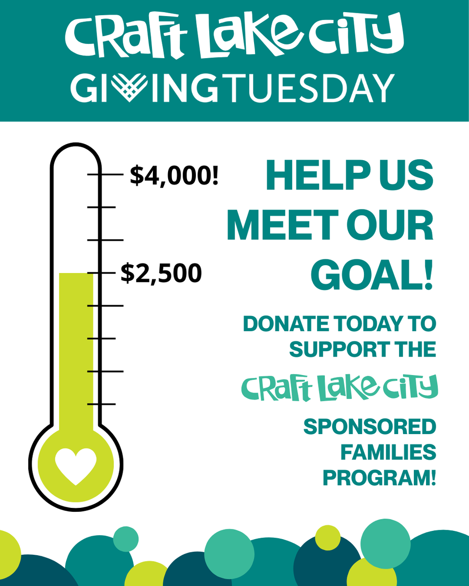 craftlakecity's tweet photo. We are at $2,870 out of our $4,000 goal!

With your help, the Sponsored Families Program at the Holiday Market will provide:
🎟️ Admission
🍎 Food and Merchandise vouchers
To 30 families (150 total) from economically challenged backgrounds❤️.

Donate today!
https://t.co/stVHJSzZzr https://t.co/qxo1l7ye0j