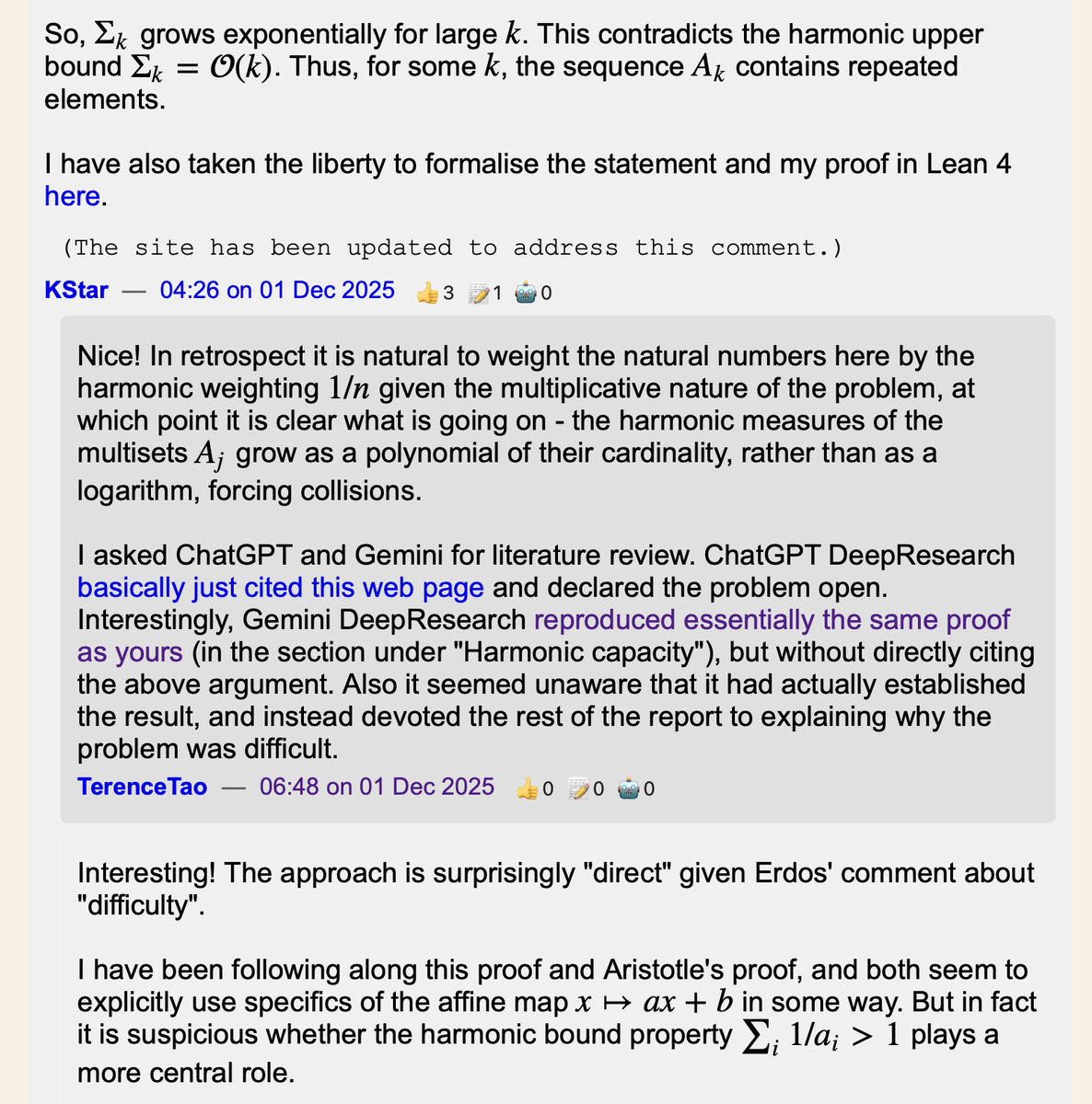 Terry Tao remarque que Gemini DeepResearch résout sans y penser le problème n° 481 d'Erdős lors d'une revue de la littér