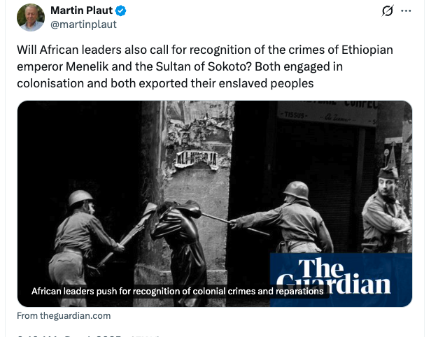 Martin Plaut’s remark follows a predictable pattern of collapsing complex imperial histories into crude moral equivalences designed to delegitimize Amhara political identity and sanitize the TPLF’s own long record of ethnic engineering. His framing is both historically misleading