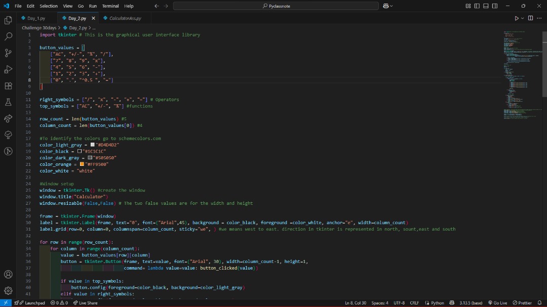 Steffthesaxopho's tweet image. Day 2 of 30

Today, I built a calculator application performing simple arithmetic operations. This really challenged me as I had to learn and apply a python library that I knew nothing about before today &quot;tkinter&quot;. I hope to apply it in the coming days.
#codewithsteff #cws