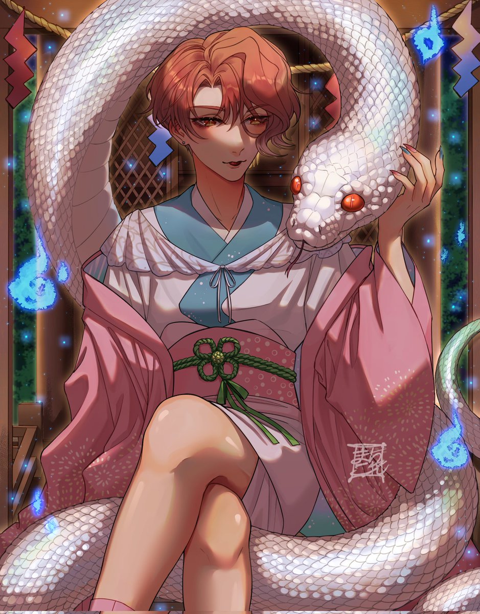 Asmo as a snake yokai 🐍🐍🐍 
#obeyme #obeymeasmodeus #obeyme好きさんと繋がりたい #おベイみー