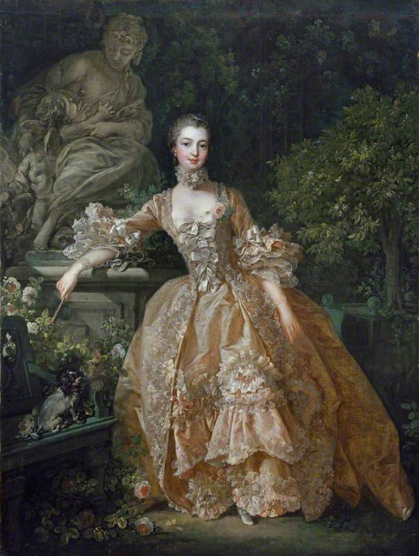 Painting at Bedtime.
Madame de Pompadour.
Francois Boucher.

Jeanne Antoinette Poisson was the official Chief Mistress of Louis XV from 1745 - 1751, and remained influential afterwards. Boucher, who was quite famous for his more risque paintings, was also a good portraitist.