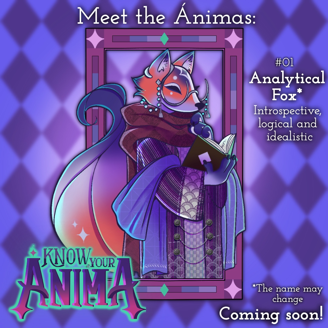 jadsa_games's tweet photo. ✨ Meet the Animas ✨
Introducing: The Analytical Fox. The spiritual reflection of those who seek order and logic within their inner garden. 📚💜

Do you think this will be your final result, or are you pure chaos? 👇

#CharacterDesign #IndieGame #Unity #CozyVibes #KYA https://t.co/IeqD2lvjGR