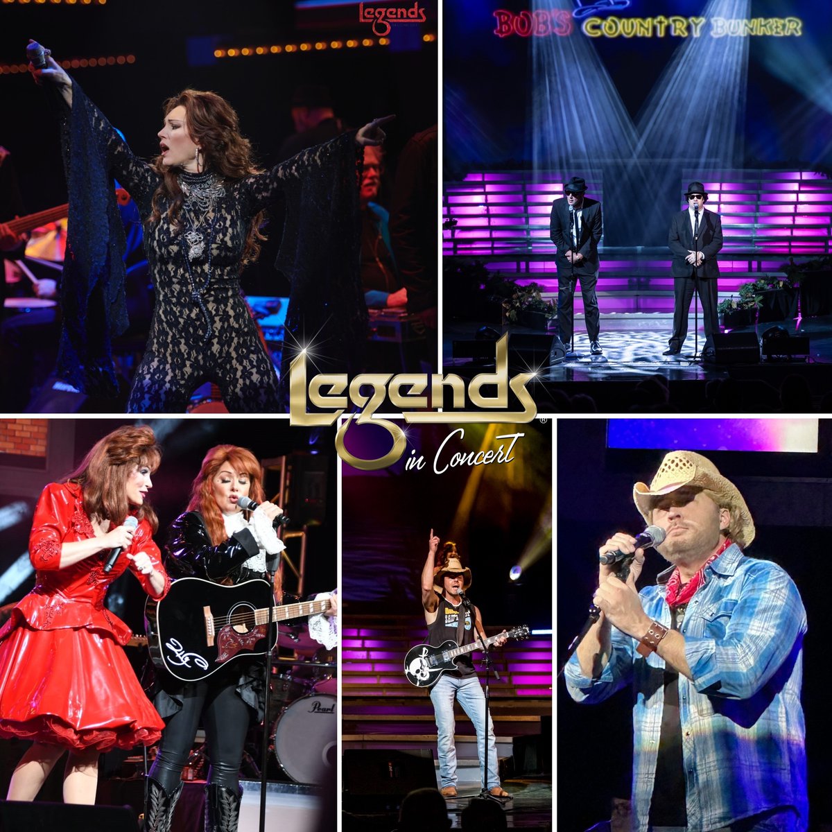 Showtime TONIGHT is  8pm featuring tributes to Shania Twain, The Blues Brothers™, The Judds, Kenny Chesney, and Toby Keith! 🤠🎄