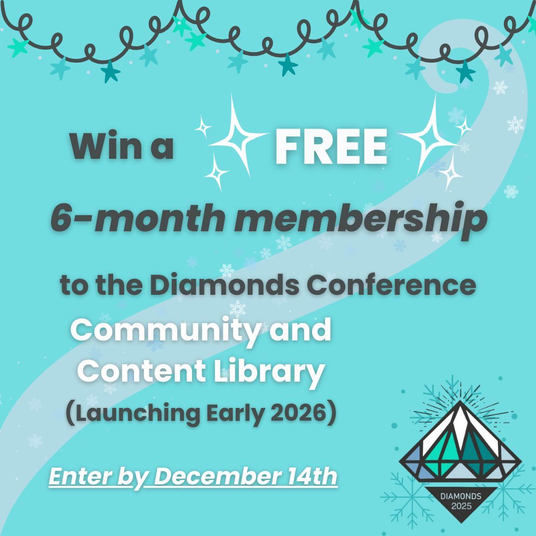 diamonds_conf's tweet photo. We're running a special giveaway! Through December 14th, enter to win a FREE six-month membership to the upcoming Diamonds community and content library (releasing early 2026). Just pop your name and email in here: https://t.co/GcQJkIC5rq 💎 https://t.co/6STzwv1edq