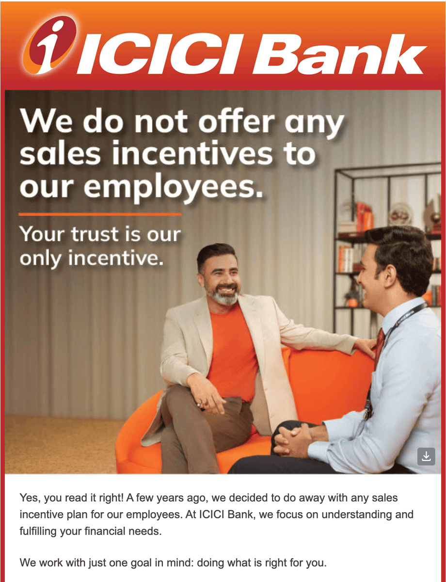 Is this even true? I highly doubt it. I've seen so many times bank staff selling regular MF plans, sectoral MF plans, ULIPs to general users, that I don't believe this for a second and highly doubt it.

What are your experiences?

#ICICIBank #TrustKareKya