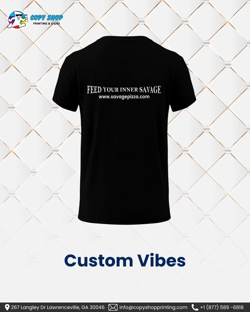 CopyShop_GA's tweet photo. From design to delivery, your brand’s identity deserves the best.
Custom T-shirts made crisp, clear and full of character only at CopyShopPrints. ✨
#copyshopprints #customtshirts #tshirtdesigns #customprinting #printyourstyle #holidayseason  #premiumprints #madeforyou https://t.co/mgemo39I6e