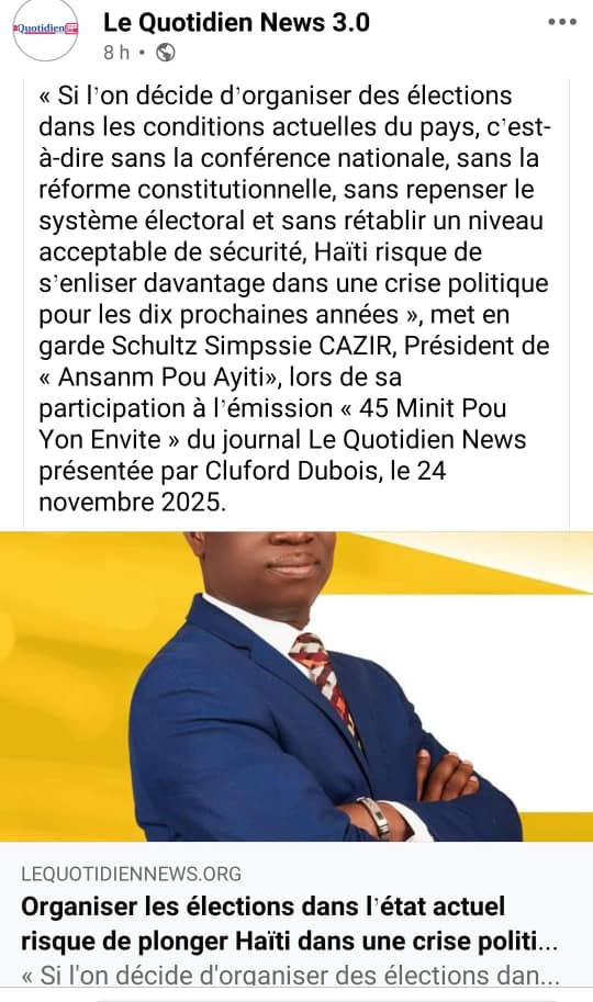 Il faut éviter l'effondrement total d'Haïti.