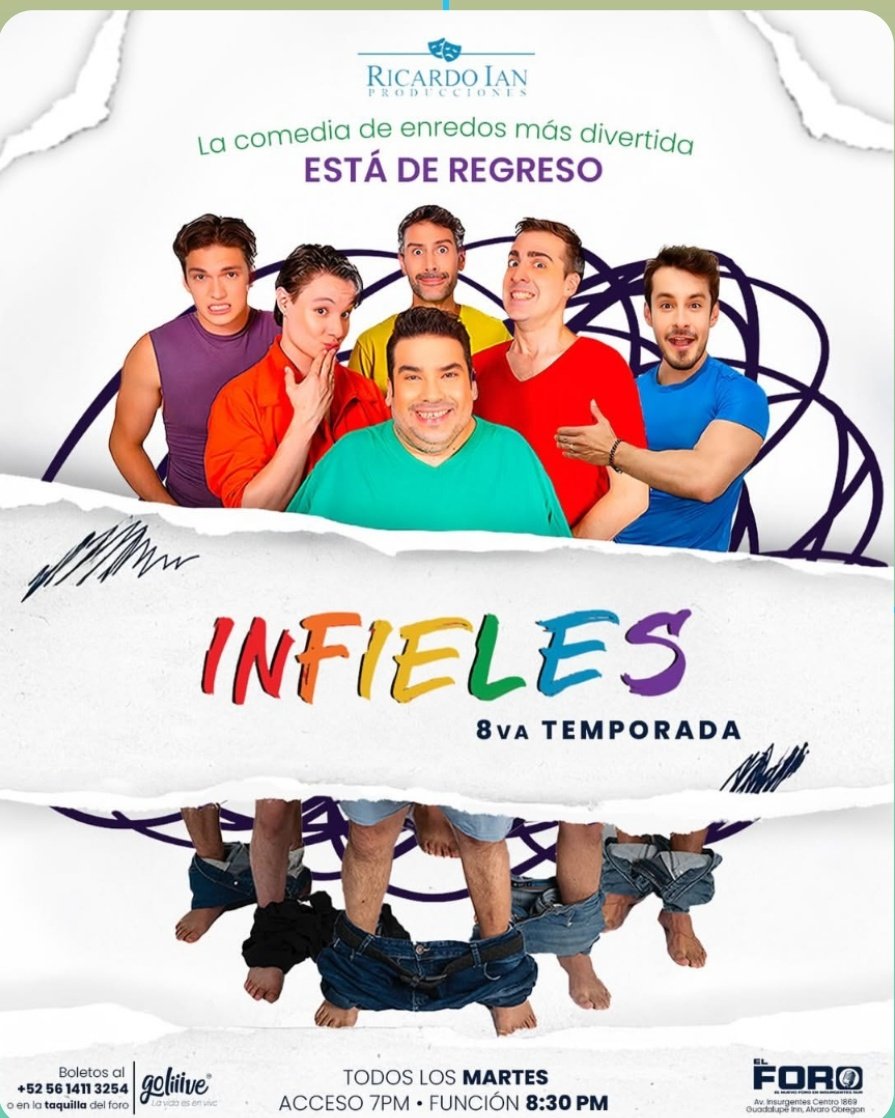 Tenemos pases dobles para que asistan Infieles HOY 8:30PM en el Foro 1869 🎭

únicamente:

🌟 Nombre completo
🌟 Like y RT a esta publicación 
🌟 Captura de Pantalla de que nos sigues en Tiktok.

Ganadores elegidos al azar 🎉🎭