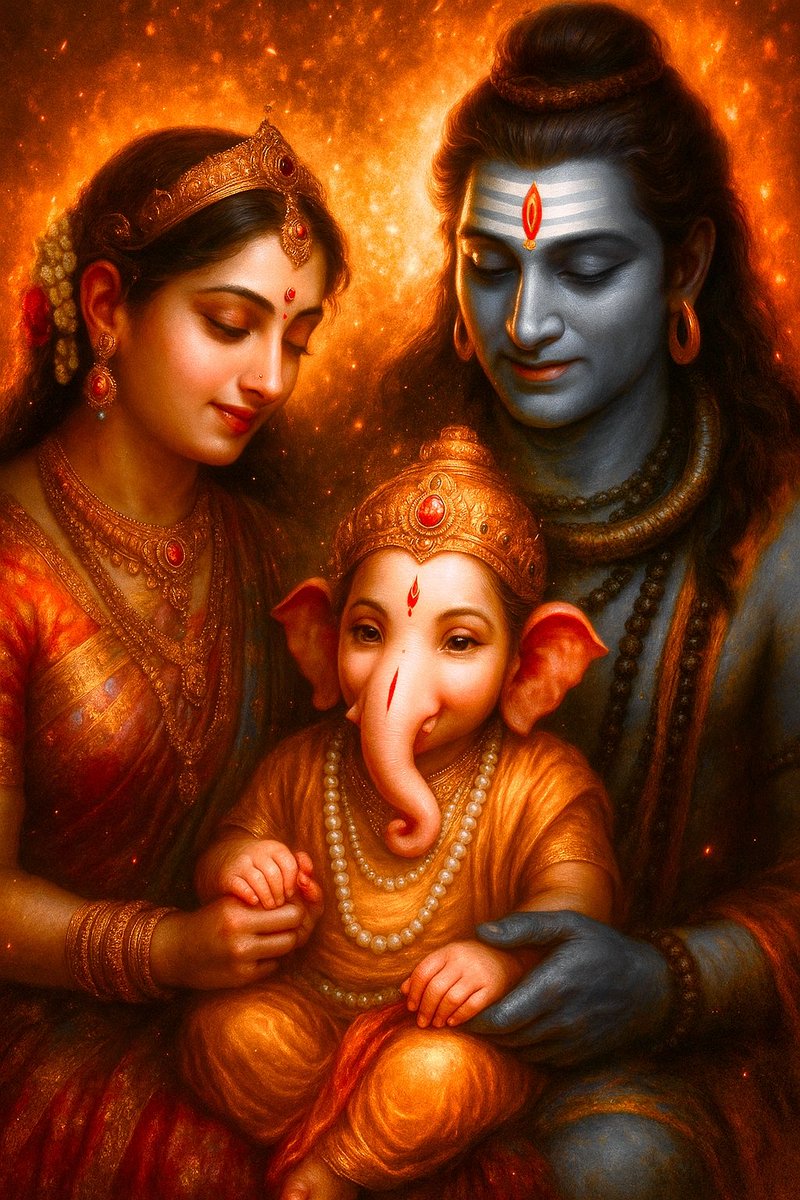 Splendid_Tiger's tweet image. The Anatomy of Awakening: A Tantric Reading of Shiva, Parvati, and Ganesha

In the Tantric vision, the cosmos is not a hierarchy but a pulsating circuit of consciousness and energy (Chit Shakti). Here, divinity is not up there, but in here, mapped onto the very geography of the…