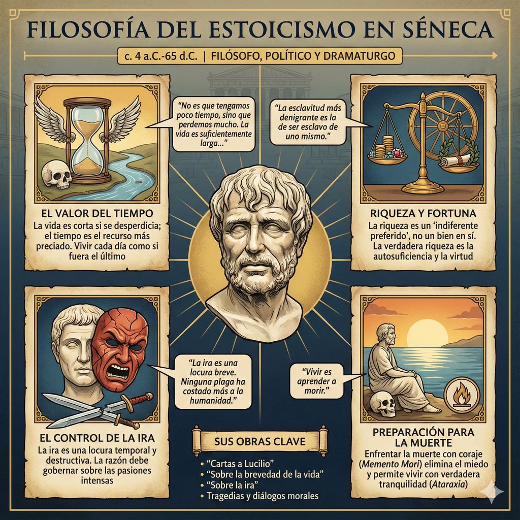 EstoicismoT's tweet image. Séneca, sus claves.

Gracias a las capacidades de Nano Banana Pro este mes compartiré, además de las citas, algunas infografías creadas sobre autores y obras estoicas.

#séneca #estoicismo #estoicos #estoicismocotidiano