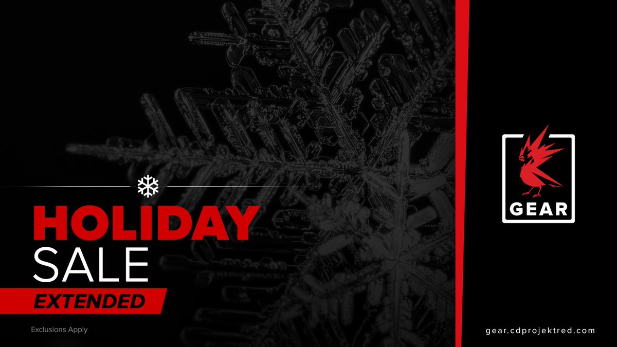 CDPRGear's tweet image. Our Holiday Sale has been extended! Get up to 70% off on our #BlackFriday and #CyberMonday sale! @CyberpunkGame @Edgerunners @TheWitcher

gear.cdprojektred.com/collections/sa…