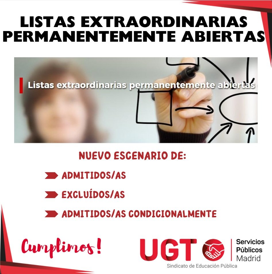 ugt_educamadrid's tweet photo. 🧾 Listas extraordinarias interinos permanentemente abiertas

🗓️ 25/26

✅❌👨🏽‍🏫👩‍🏫 Duodécimo escenario admitidos y no admitidos

📅 Plazo alegaciones hasta 17/12 

https://t.co/GeUV96qGyL

🗂️Toda la información listas extraordinarias permanentemente abiertas
https://t.co/UJ2VCBLLde https://t.co/e8VChV2tbe
