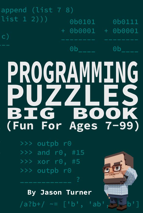leanpub's tweet image. Programming Puzzles Big Book: 400+ pages of fun for ages 7 to 99! by Jason Turner is the featured book on the Leanpub homepage! #ComputerProgramming

Enjoy puzzles or have a passing interest in programming or know someone who does? This book is designed to be fun and entertaining…