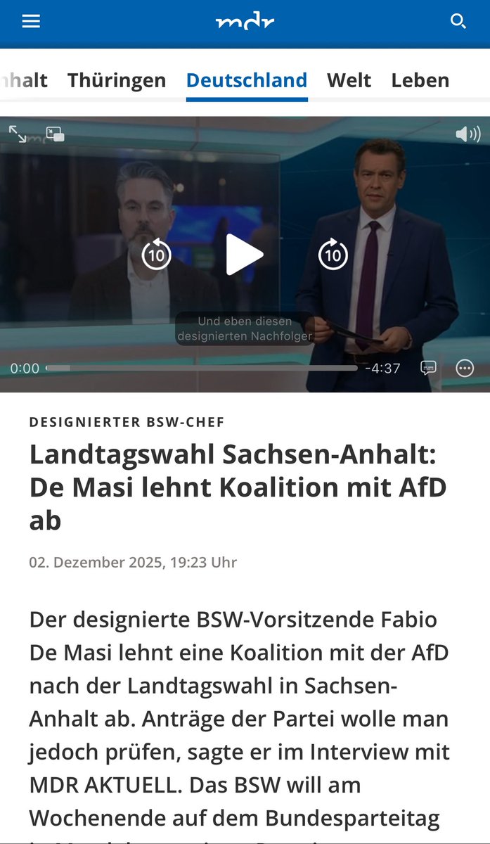 Wir stehen für unseren eigenen Kurs. Für eine Gerechtigkeitswemde statt Rüstungswahn und  wirtschaftlicher Abstieg. Das unterscheidet uns von den anderen Parteien und auch der AfD. Mein Interview mit MDR. Link unter Tweet