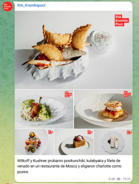 🇷🇺|🇺🇸🔴Este es el menú degustado en un restaurante cercano a la Plaza Roja, Moscú, por Kirill Dmitriev, Steve Witkoff y Jared Kushner.

🔴| 25.000 Rublos.

#ULTIMAHORA 

Cortesía: <a href="/Kremlinpool_RIA/">Кремлевский пул РИА</a>