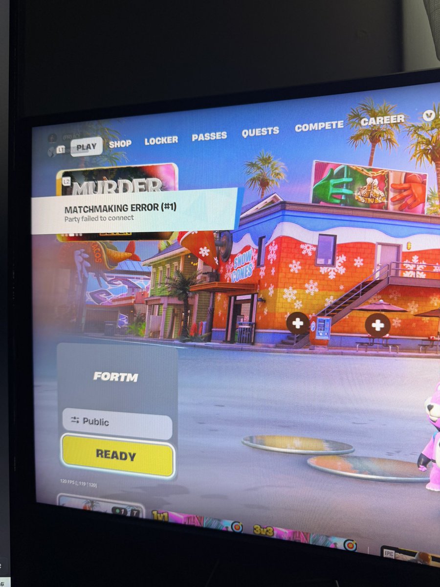 onFREAKYshi's tweet photo. @FortniteStatus Fortnite my game won’t load in I just wanna play I keep getting this https://t.co/aOZbAAup52