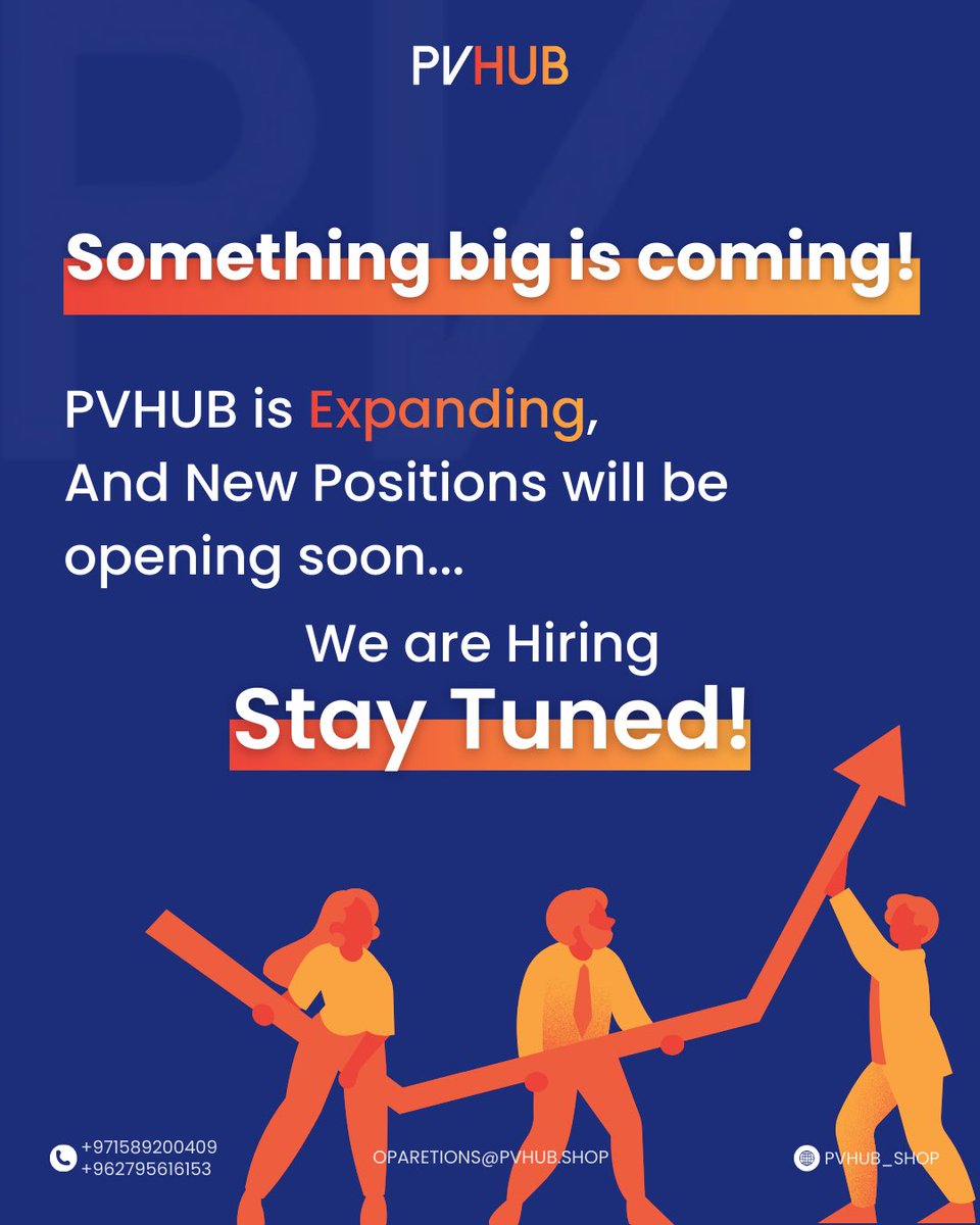 PVhub_shop's tweet photo. 🚀 PVHub is expanding, and exciting new positions are on the way!
Stay tuned for big announcements soon — the next chapter is just beginning.
نحن نتوسّع بخطى واسعة، وهناك مناصب جديدة قادمة قريبًا جدًا.
ترقّبوا الإعلان الرسمي… فالمرحلة المقبلة هي البداية فقط. https://t.co/P4ztUvsXiJ