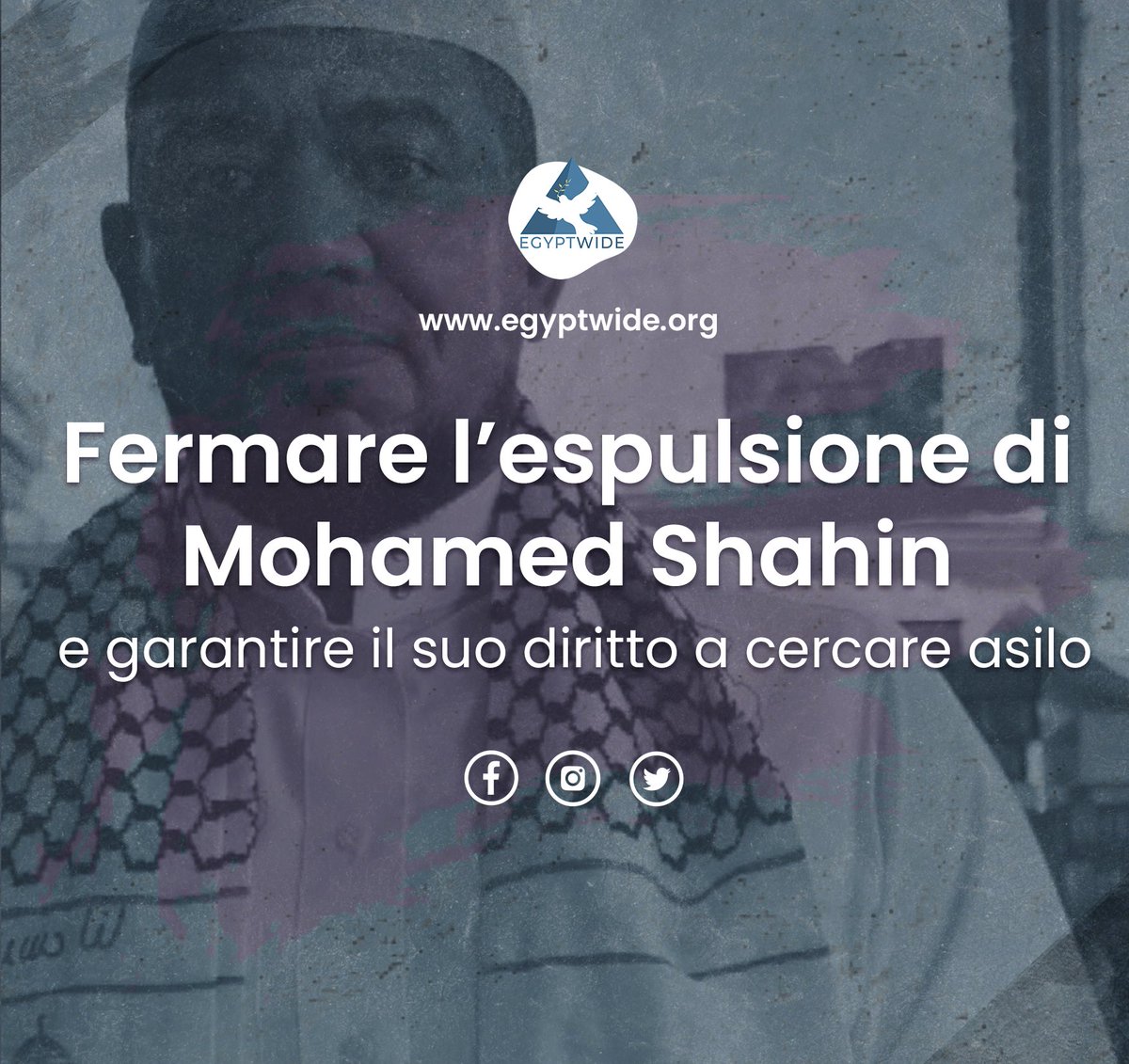 13 organizzazioni per i diritti umani chiedono al governo italiano di fermare l’espulsione di Mohamed Shahin verso l’Egitto, dove sarebbe a rischio di gravissimi abusi. Il procedimento iniziato dal Ministero dell’Interno contro Shahin è iniquo, sproporzionato, e discriminatorio.
