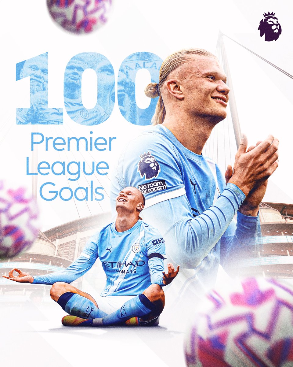 premierleague's tweet image. Erling Haaland, Premier League centurion. 👑