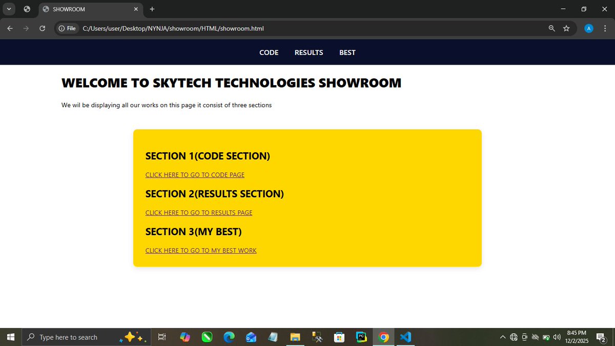 code_with_nynja's tweet image. Week one of learning HTML/CSS
Did a 4 pages website, all linked together