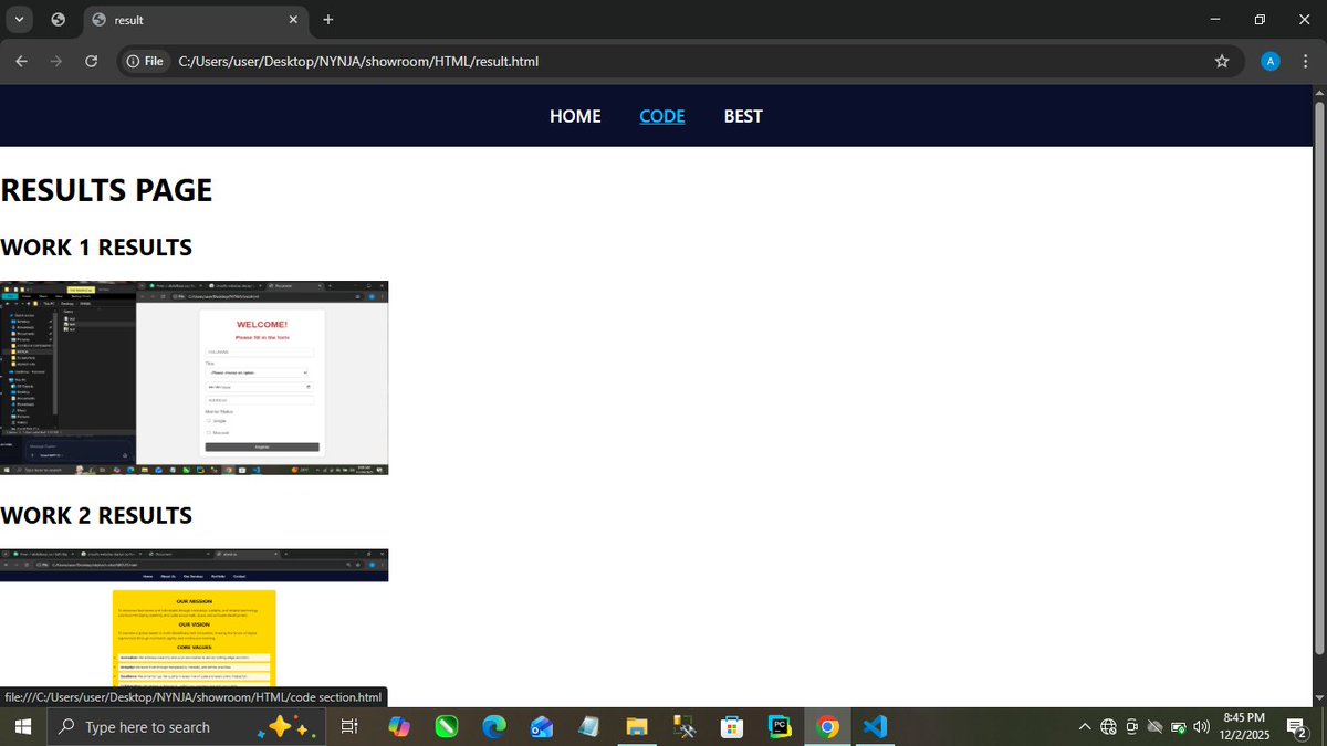 code_with_nynja's tweet image. Week one of learning HTML/CSS
Did a 4 pages website, all linked together