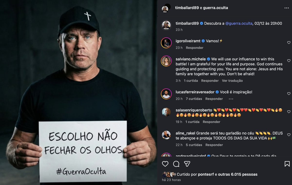 brasilparalelo's tweet image. Veja quem se uniu à nossa campanha sobre o filme Guerra Oculta, que vai ao ar hoje!

@TimBallard 

Acompanhe 👇