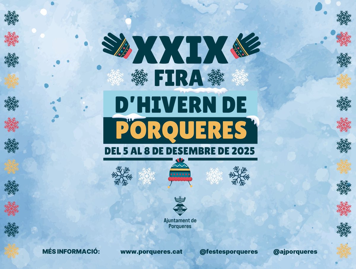 🎉 Esteu a punt per gaudir de la XXIX Fira d’Hivern de Porqueres❓

🗓️ Del 5 al 8 de desembre

👀 Consulteu la programació aquí 👉 tuit.cat/95tkQ

Us hi esperem!🙌🏼
