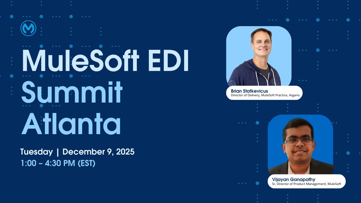 MuleSoft's tweet image. Modernizing B2B integrations? Start here. Join us on December 9th to dig into how Anypoint Platform unifies EDI, APIs, and unstructured documents while setting the stage for AI-powered automation across your partner ecosystem.

Save your spot: …lesoftedisummitatlanta.splashthat.com