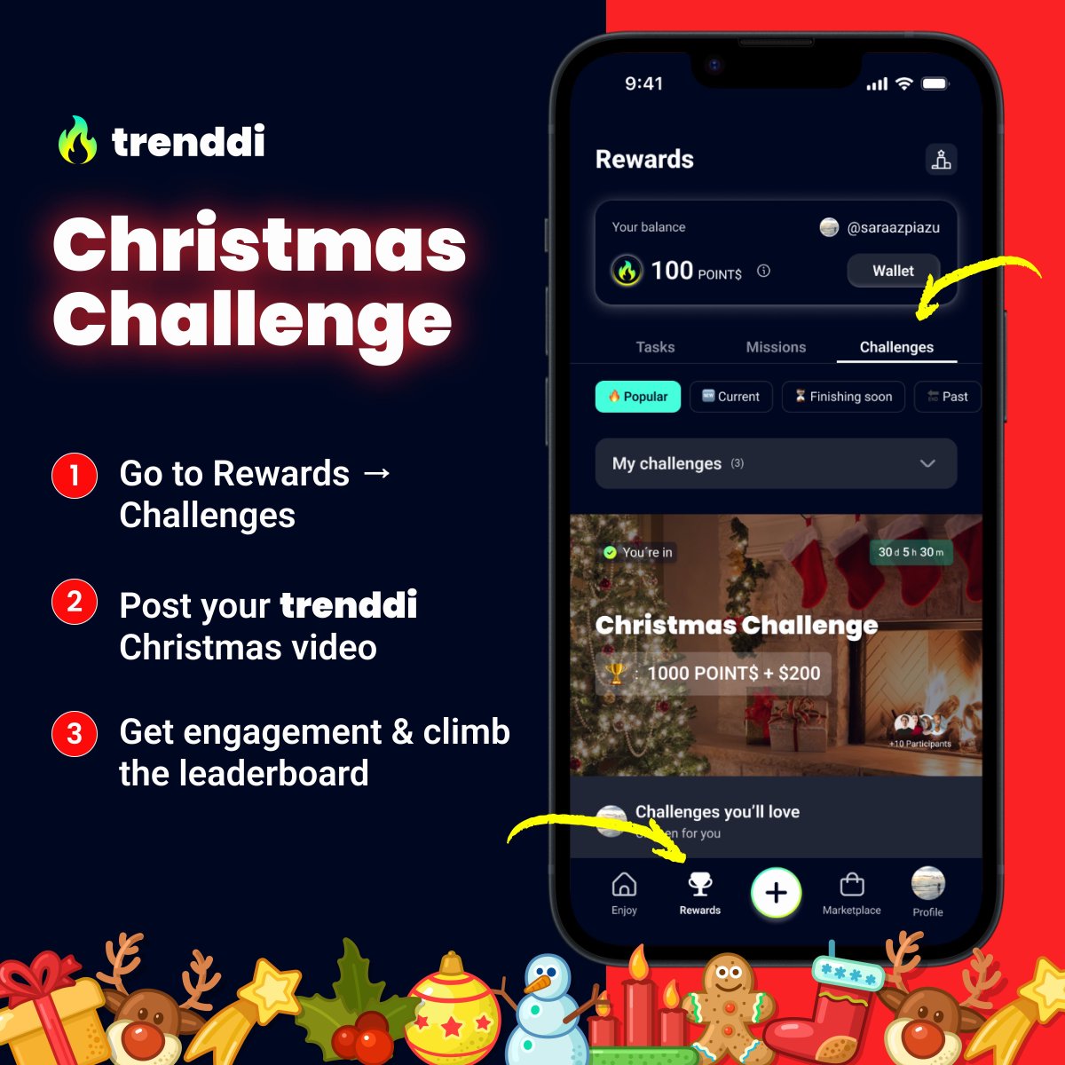 🎄 December is HERE… and the countdown to our Christmas winner has begun! ⏳✨
The Trenddi Christmas Challenge is LIVE — drop your funniest or wildest holiday video &amp; win 200USD + 1,000 POINT$ 🎁🔥

👉 Join in the app: trenddi.io/store
#Trenddi #ChristmasChallenge