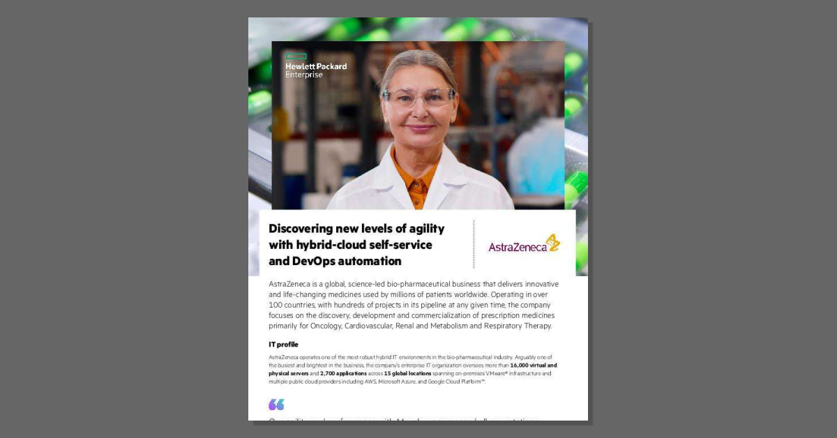 Neuwest's tweet image. Boost your business agility with #HPE HybridCloud self-service and DevOps automation. Leverage the power of HPE Morpheus! See how AstraZeneca did it. Read this revealing case study and contact Neuwest Technology, Inc. to get started today! stuf.in/bhm51d