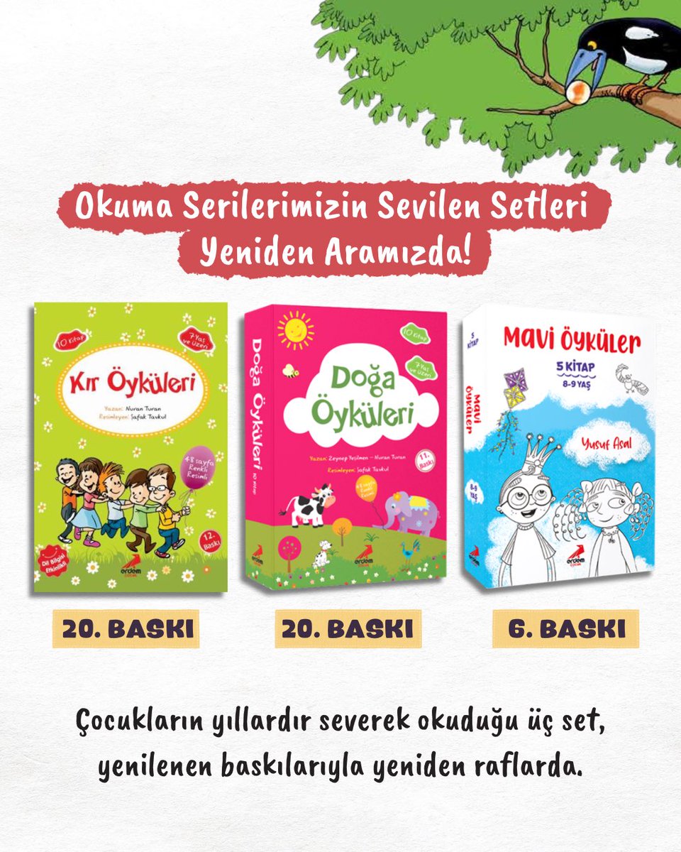 erdemyayingrubu's tweet photo. Okurlarımız istedi, biz yeniden yayınladık! 
Kasım ayı yeniden baskılarımız yayında. Öyküler, maceralar ve bilgilendirici kitaplar yeniden sizlerle! https://t.co/s9KL4H0jMl