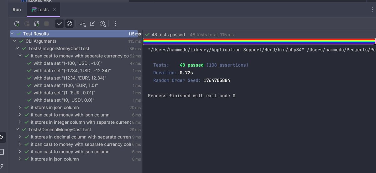 devhammed's tweet image. Decimal and Integer casts are working as expected in both JSON and separate currency column modes....