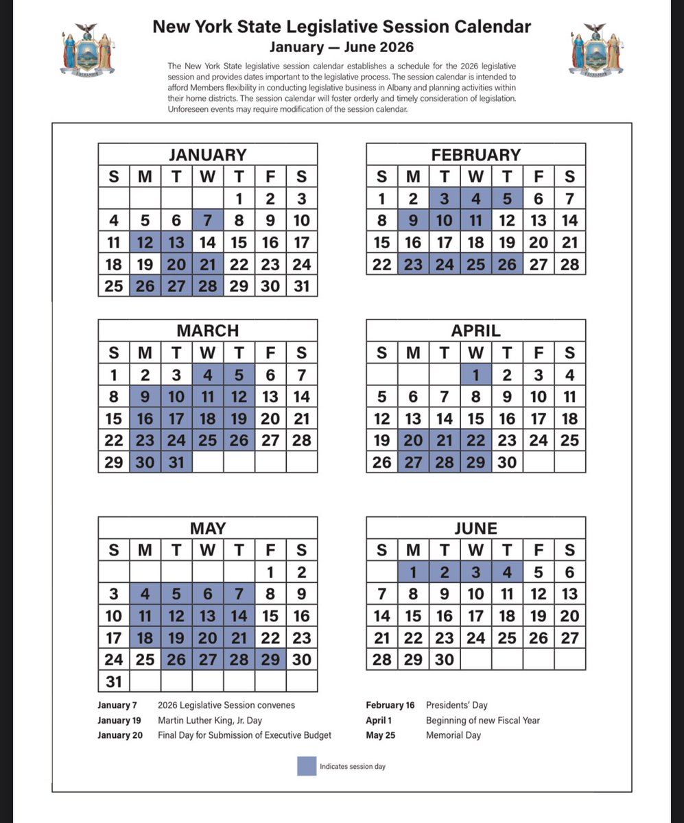 Here’s the 2026 state legislative session calendar ->