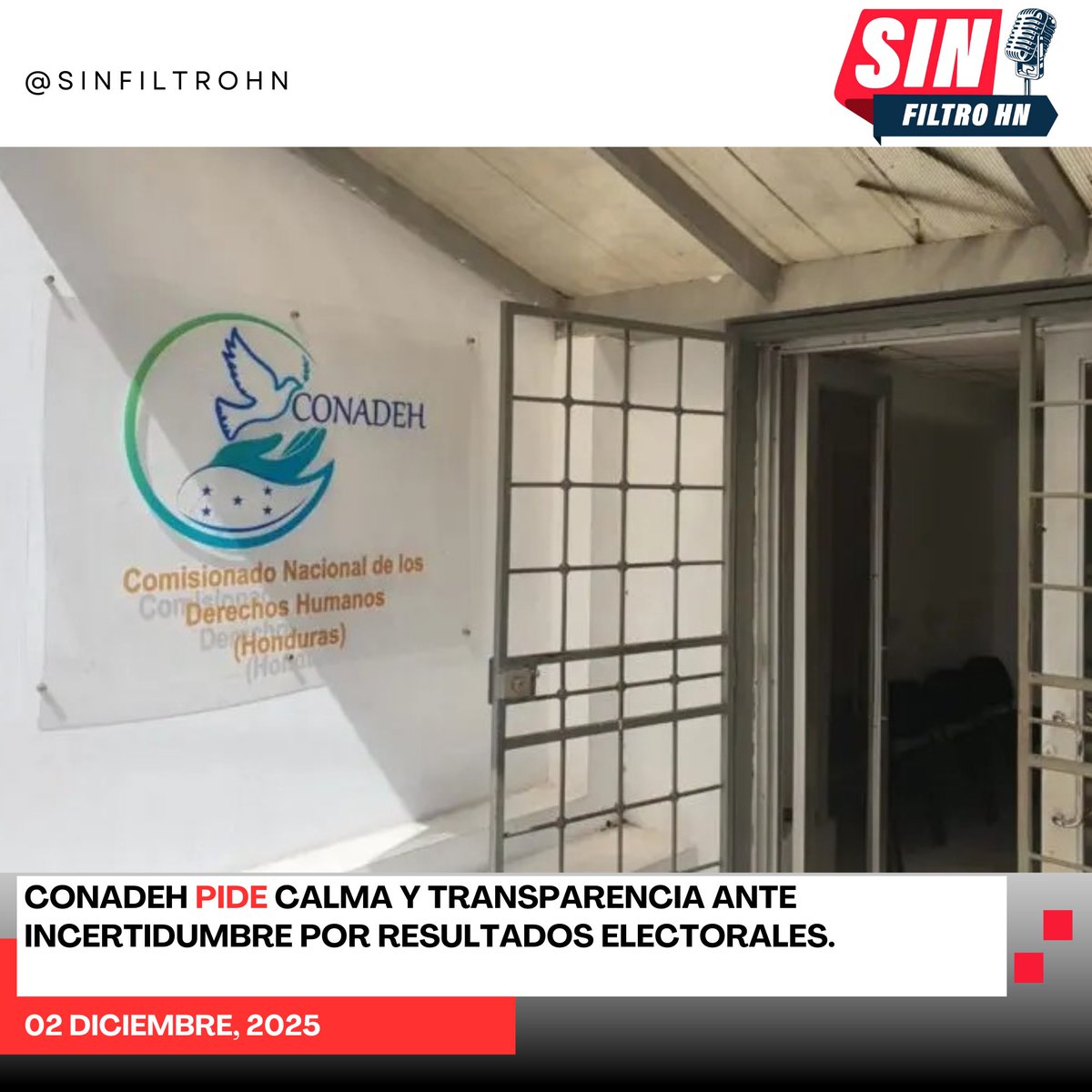 sinfiltrohns's tweet image. 🛑 El Conadeh exige transparencia y pide que el conteo avance sin presiones ni caos. Honduras quiere claridad en los resultados. 

LEER:sinfiltrohn-noticias.com/conadeh-pide-c…

#Elecciones2025 #Conadeh #Honduras #ConteoDeVotos #TransparenciaElectoral