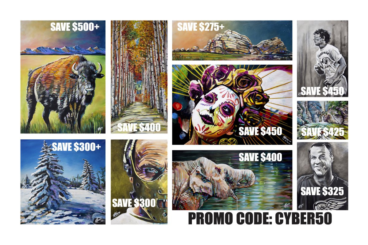 How much can you save on original paintings in our web shop this week using the promo code CYBER50? Here are a few examples: birdsongstudios.ca/russellthomasa… #highriver #okotoks #yyc #ymm
