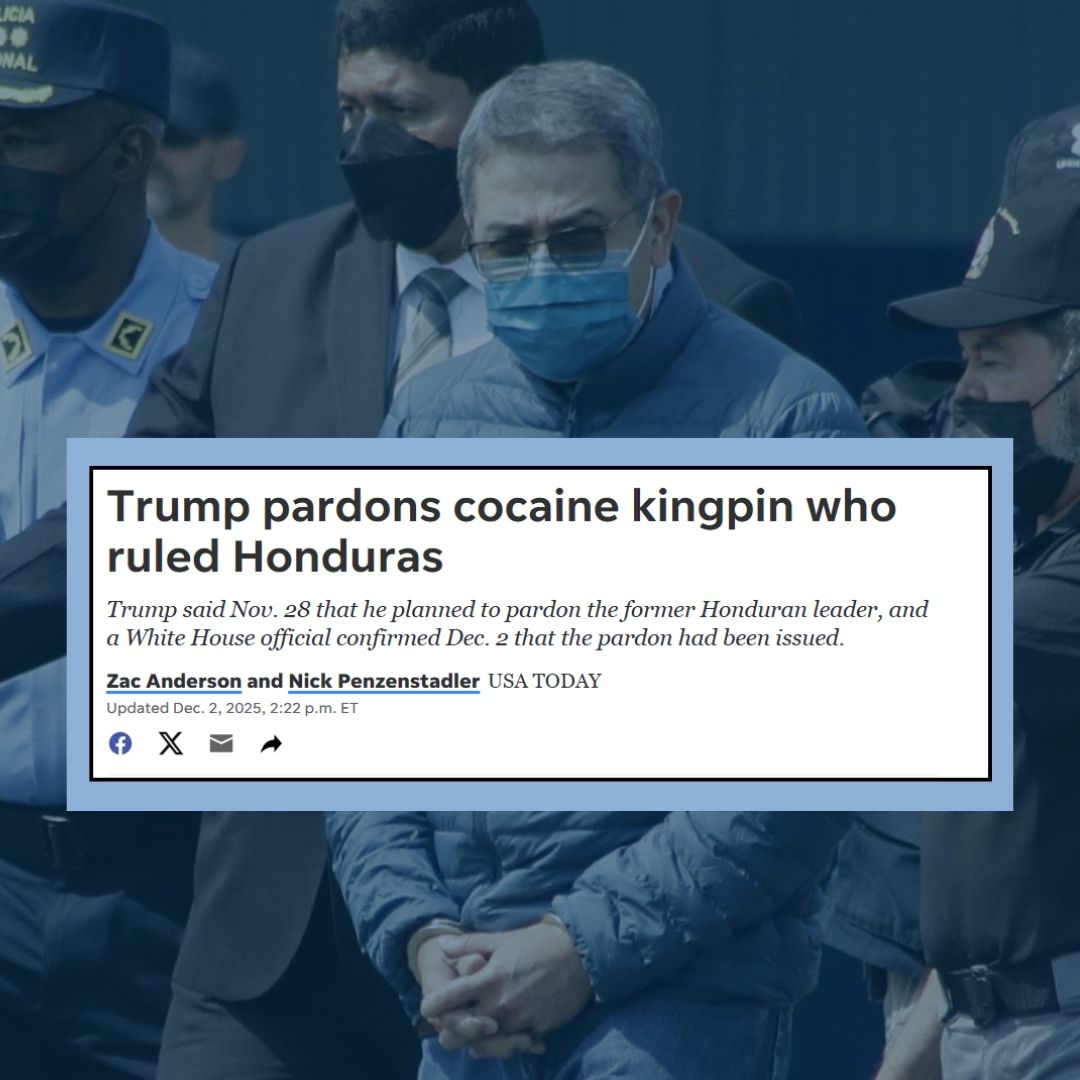SenatorSlotkin's tweet image. Make this make sense. The President launches lethal strikes on transporters of cocaine, but then pardons Juan Orlando Hernández, a convicted cocaine kingpin. 

In mafia terms, it’s like going after the bagman while inviting the mob boss to dinner. 

PS: Ban the presidential…