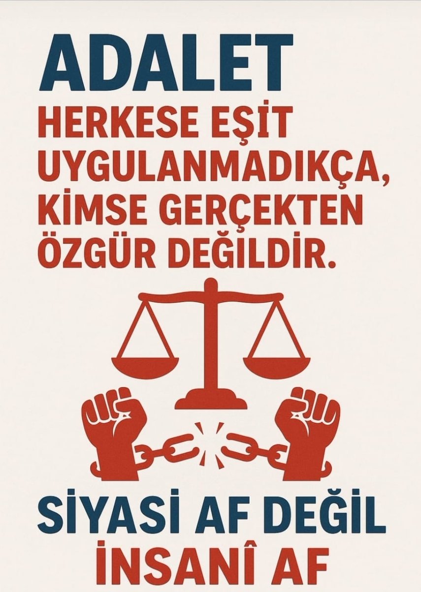 <a href="/YildizFeti/">Feti Yıldız</a> Gerçek barış, herkesi içine alan bir affın ardından gelir.
Terörsüz Türkiye 
Cezaevleri AFBekliyor
<a href="/RTErdogan/">Recep Tayyip Erdoğan</a> <a href="/dbdevletbahceli/">Devlet Bahçeli</a> <a href="/YildizFeti/">Feti Yıldız</a> <a href="/mehmetucum/">Mehmet Uçum</a> <a href="/AvOzlemZengin/">Av. Özlem Zengin 🇹🇷</a> <a href="/avabdullahguler/">Abdullah Güler</a>