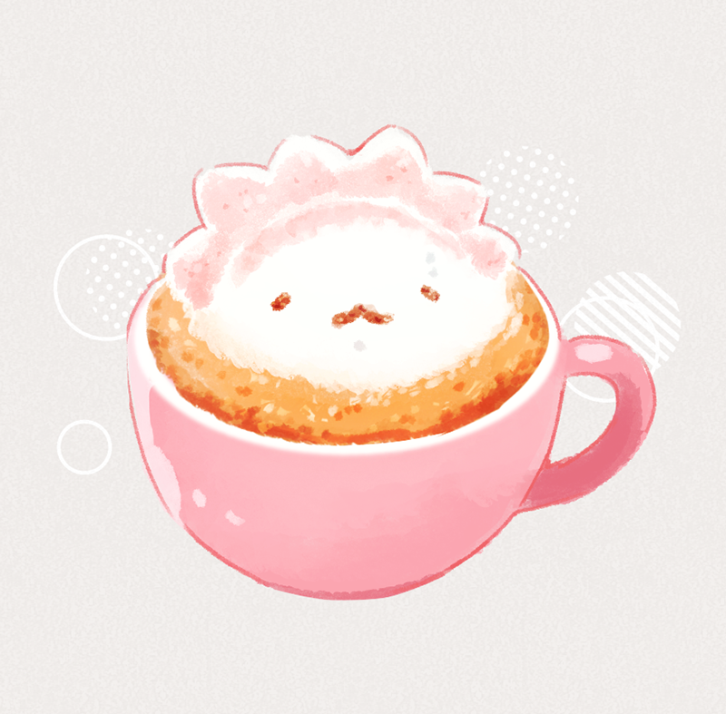 「ふわふわラテアート」|林田ユッケのイラスト